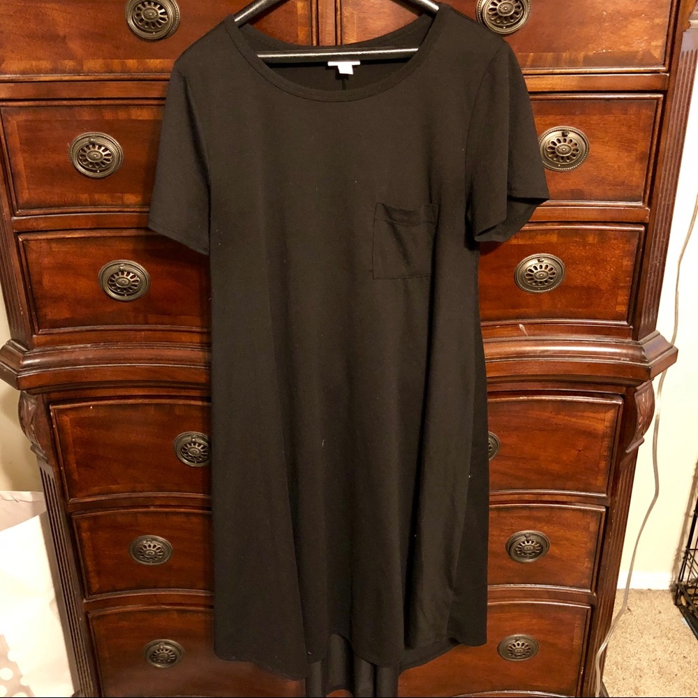 Solid black Lularoe Carly dress M